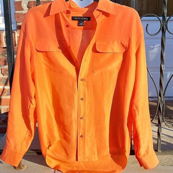 RL orange silk blouse - Picture 8 of 9